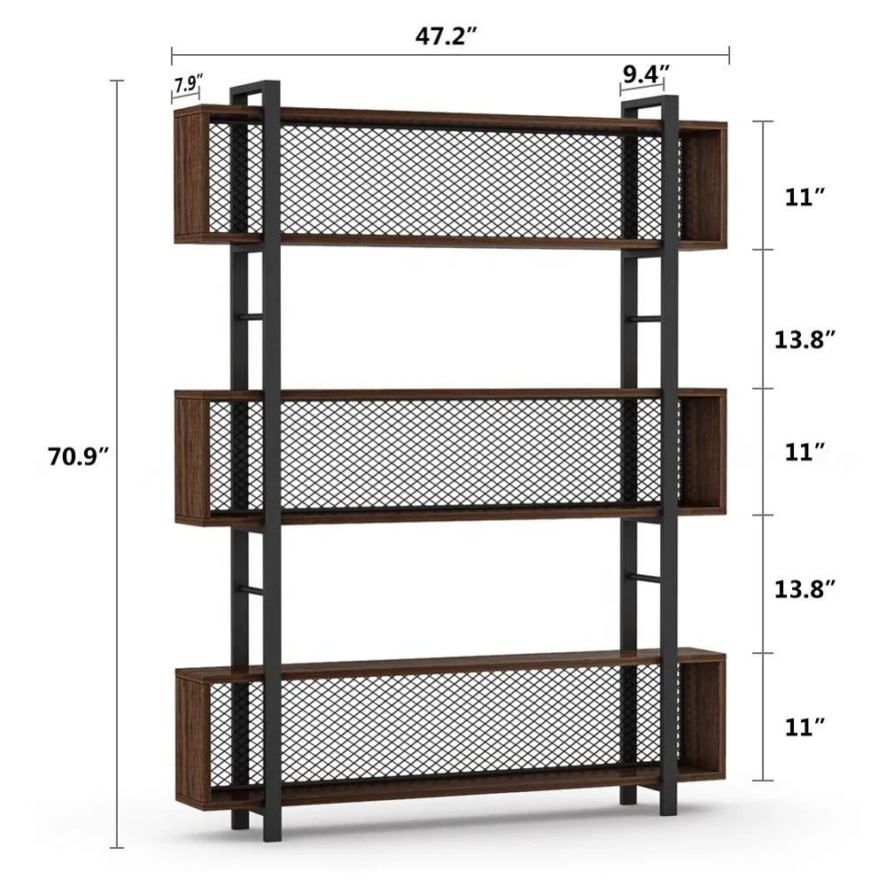 
Bookshelf with Metal Wire, Vintage Industrial Bookcase Display Shelf Storage 