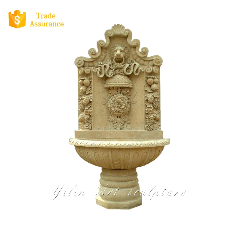 Carved Marble Stone Wall Water Fountain For Sale