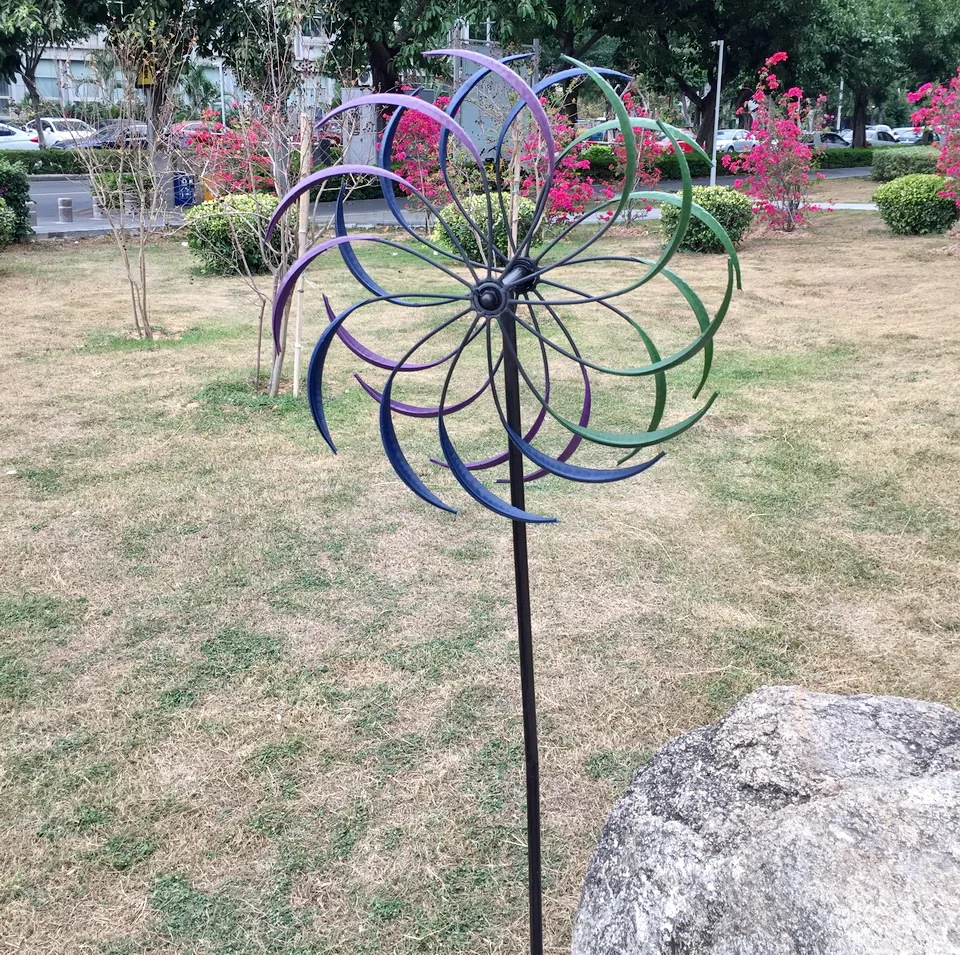 
metal solar home decorations led lights garden Windmill 