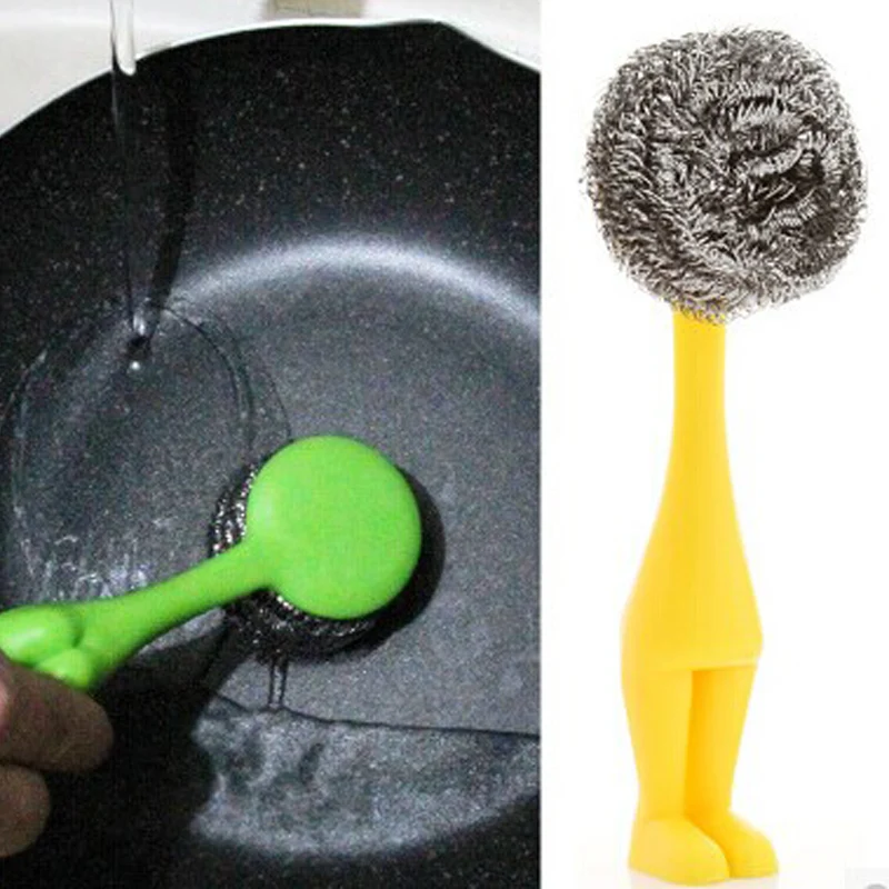 Кухонный горшок и сковорода, стальная проволочная щетка с пластиковой ручкой