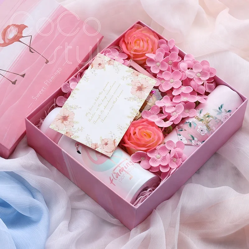 Cocostyles bespoke romantic lovely pink gift box with thermos gift sets for charm women unique gift ideas birthday present