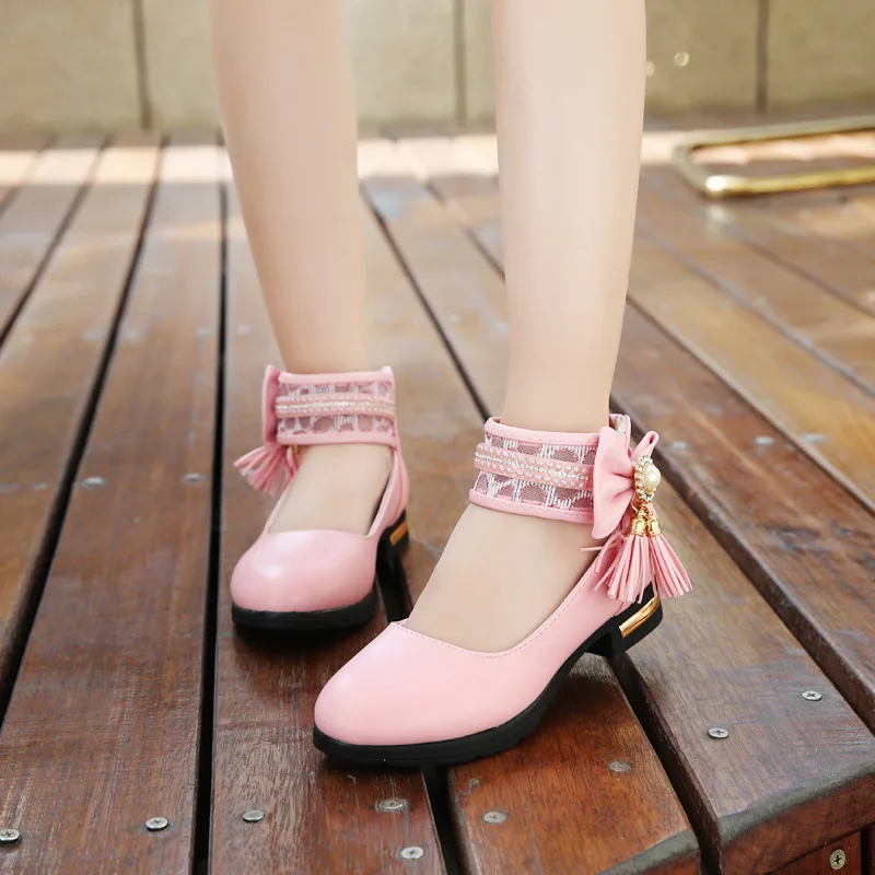 or10886h Spring autumn new model children shoes girls kids little high heel leather shoes