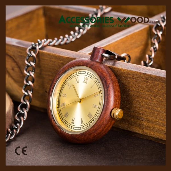 New develop Japan movement wooden quartz pocket watch for women