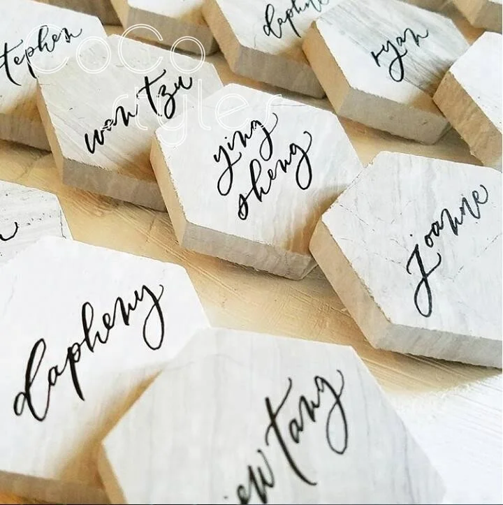 
Cocostyles personalized blank creative hexagon marble place cards for modern wedding style party events and super september 
