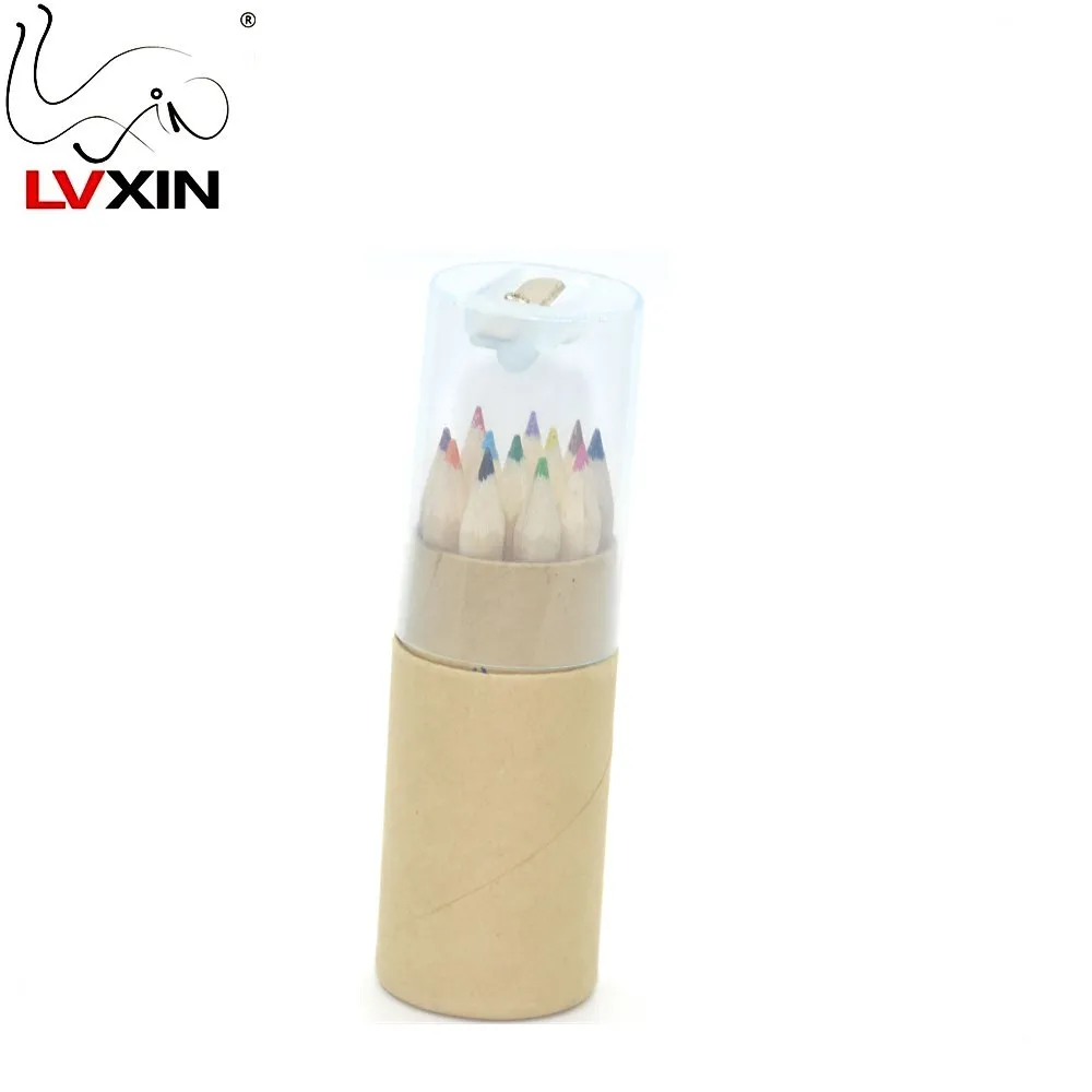 12 Colors With Sharpener Mini cute Child Gift Wooden Writing Colored Pencils