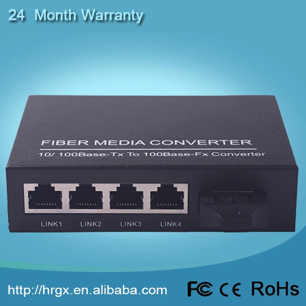 Человечество 10/100M 1 Волоконно 4 Ethernet волоконно-RJ45 преобразователя SFP медиаконвертер