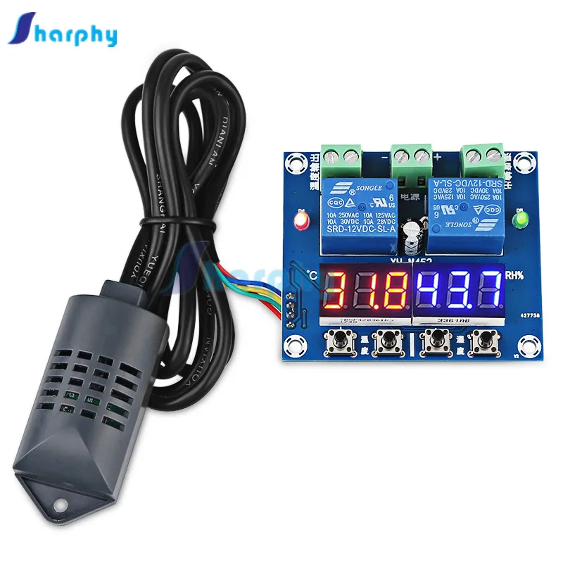DC 12V LED Digital Display XH-M452 Thermostat Temperature Humidity Control Thermometer Hygrometer Controller Module Dual Output