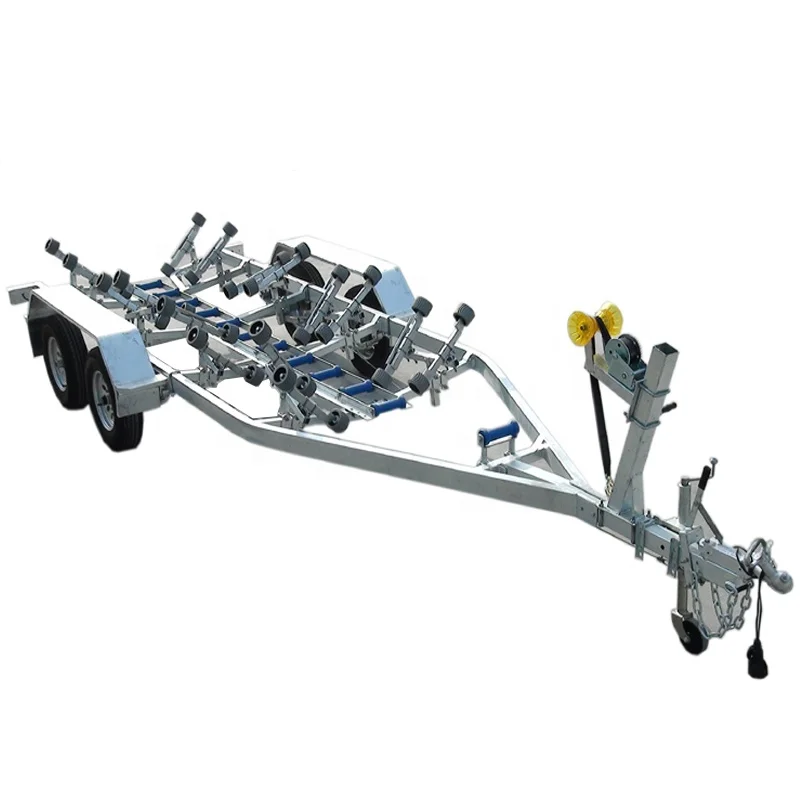 Manual winch galvanized yacht boat trailer with rubber rollers