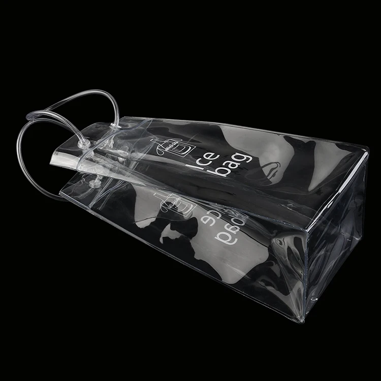Custom logo transparent pvc tote  bag pvc ice bag for wine