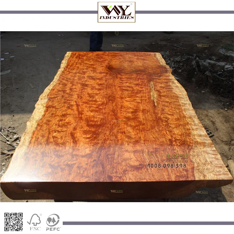 
Best Selling Economic Bubinga Slab Table Solid Redwood Desk 