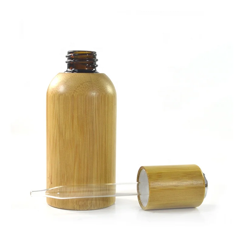 10ml 15ml 20ml 30ml 50ml 100ml glass inner bamboo dropper bottles with bamboo wooden lid