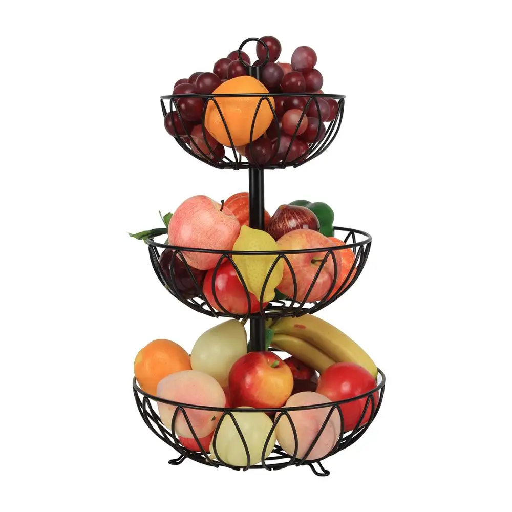Metal Wire 3-Tier Fruit Basket Stand Vegetable Bread Basket Holder fruit stand Countertop Fruit Bowl Storage Organizer