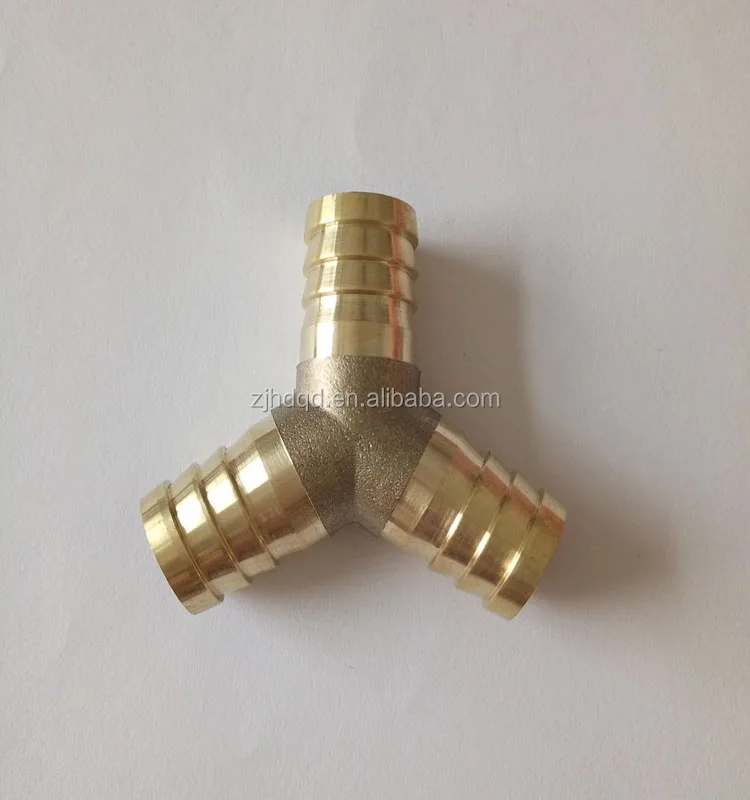 1/8'-3/4' brass y type three-way hose barb adapter