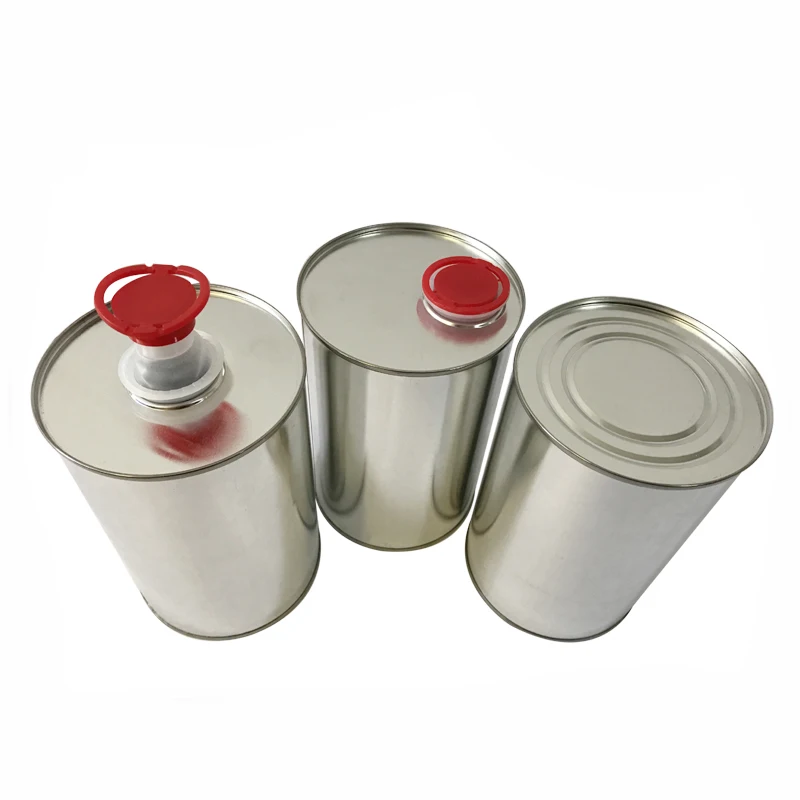 
1 liter metal can with plastic screw lid 