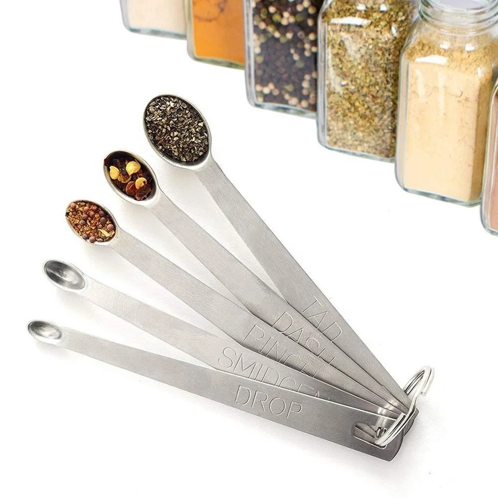 Set of 5 Mini Oval Shape Stainless Steel Measuring Spoons