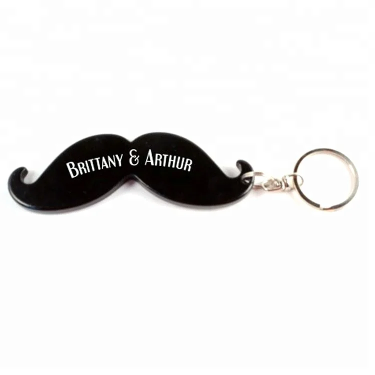 Custom Personalized Multi-function Black Mustache Opener Keychain