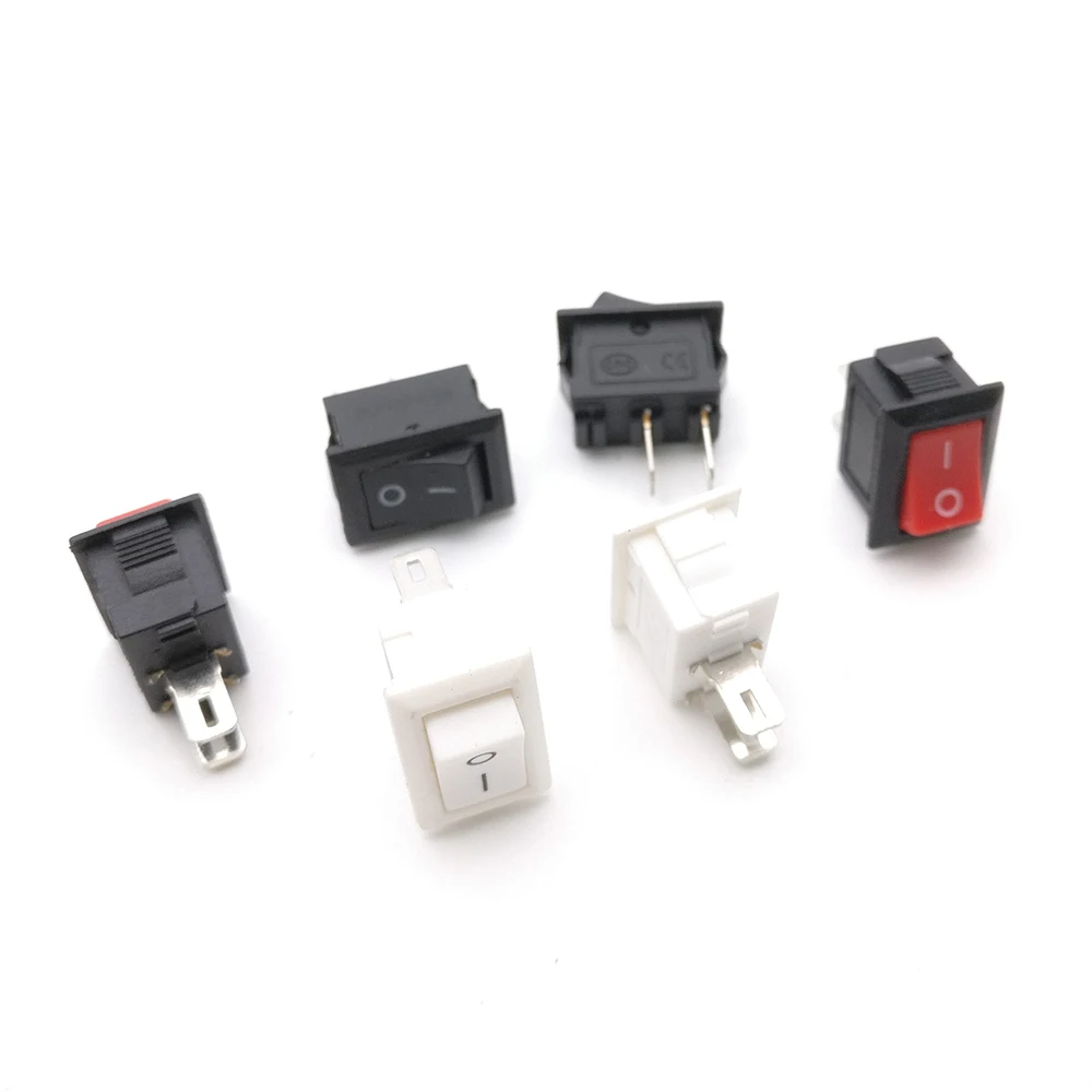 SPST оснастки в Мини лодка кулисный переключатель AC 250 В 3A / 125 В 6A 2 Pin ВКЛ/ВЫКЛ 10*15 мм красный черный белый