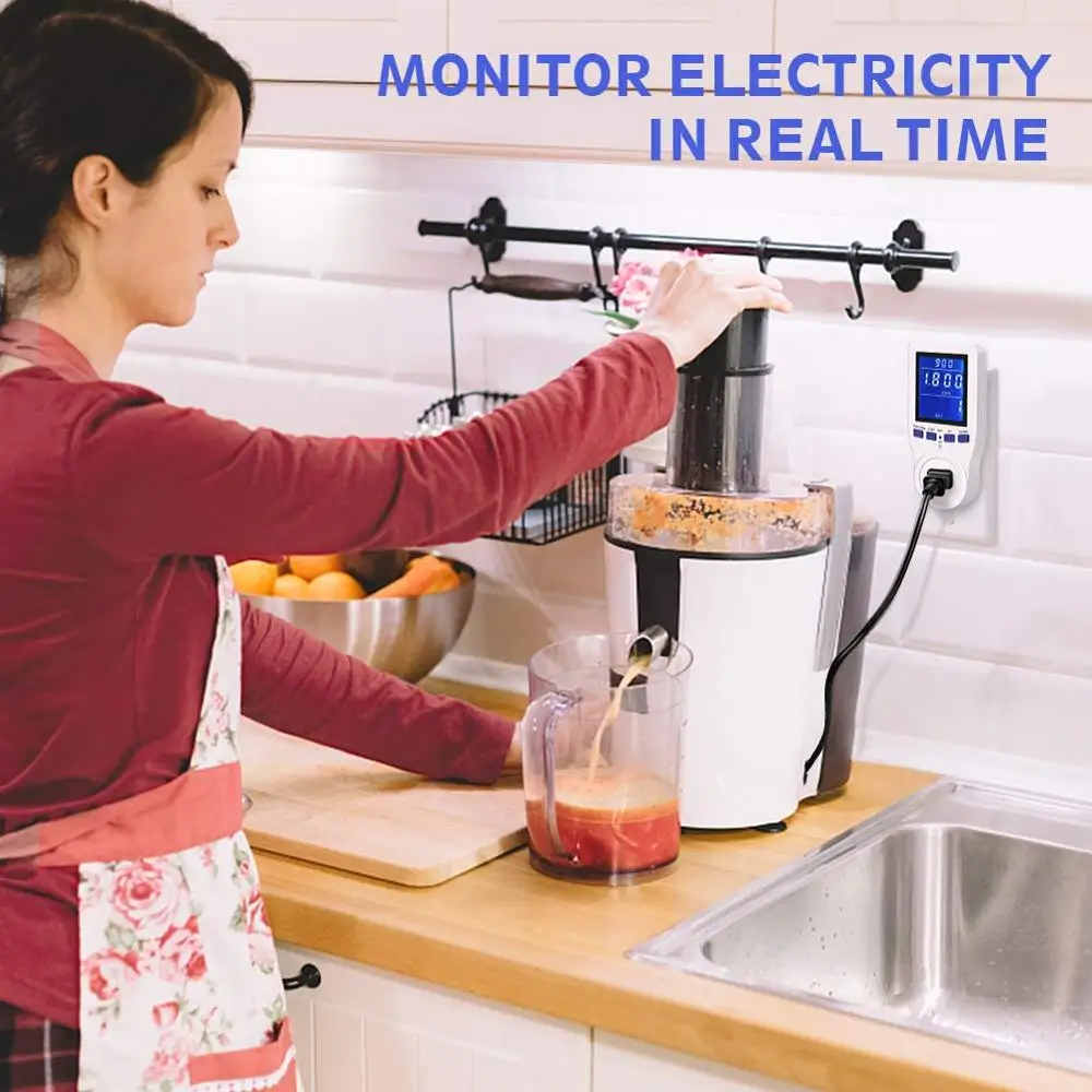 Power meter plug, power monitor power monitor analyzer home energy analyzer with digital LCD display, overload protection