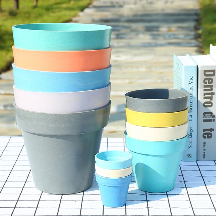 High Quality Home Garden Decoration Bamboo Fiber Flower Pot Planter Floral Pot China made
