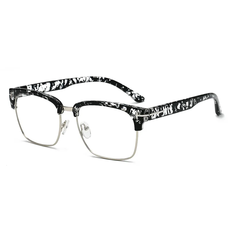 Semi Frame Square Horn Rimmed Eyeglasses Eyewear Frames For Women Men