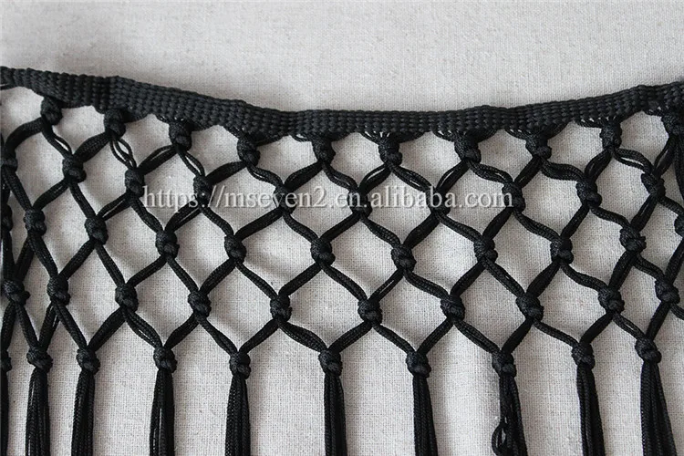 Fashion design 33cm length polyester knotted fringes for clothes