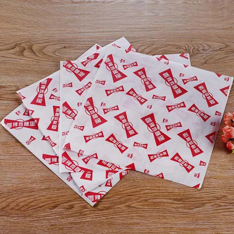 
custom printed greaseproof fast food wrapping paper 