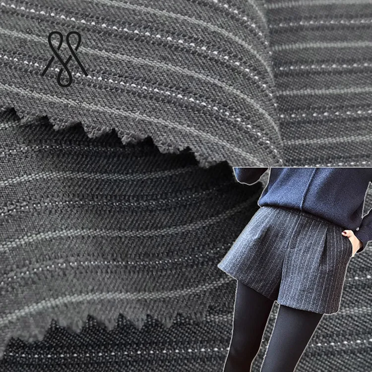 Оптовая цена завода 100% полиэстер габардин костюм в полоску ткани