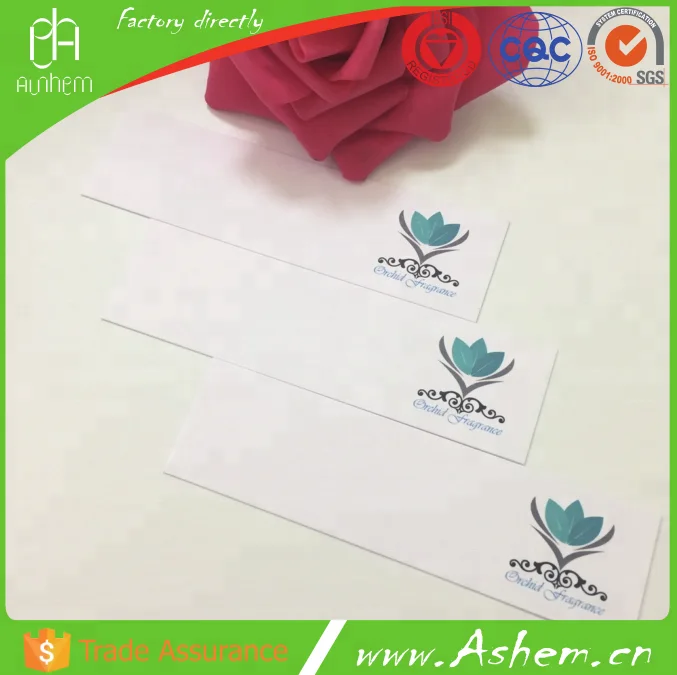 
high quality guangzhou printing service cheap perfume absorbed test paper with LOGO printing, DL562 