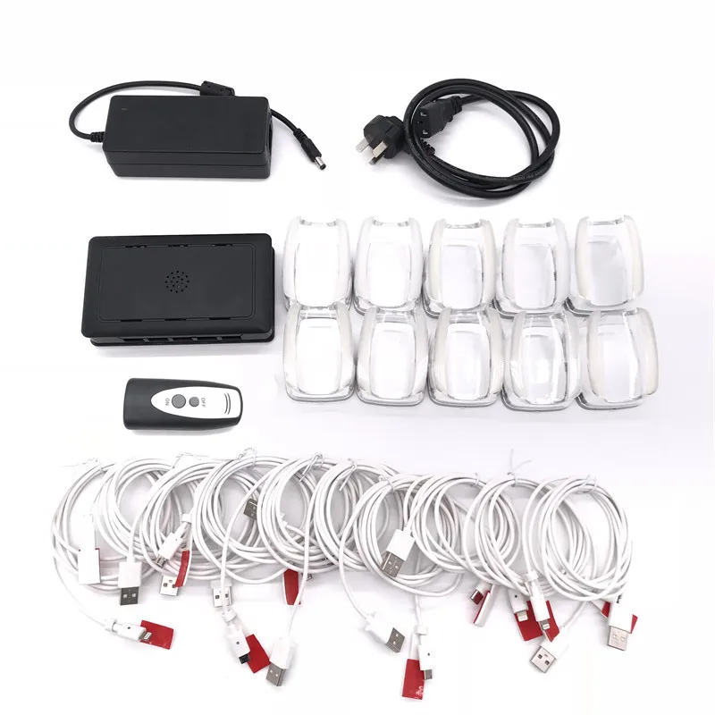 10 ports phone tablet retail shop security alarm charging remote display holder