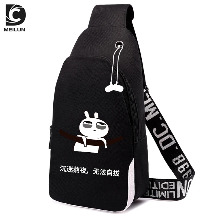 
Guangzhou Factory Nightlight Anti Theft Wholesale Multifunctional Shoulder Pack Men Chest Pack with USB charging 