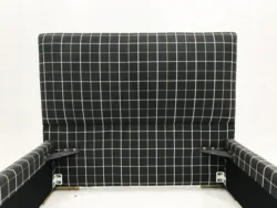 Italian Luxury Furniture Stylish Bedroom Set Black & White Plaid Bed High Quality King Size Modern Double Bed Fabric Bed