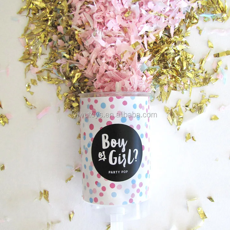 Customized Pink girl boy Gender Reveal Party push pop confetti