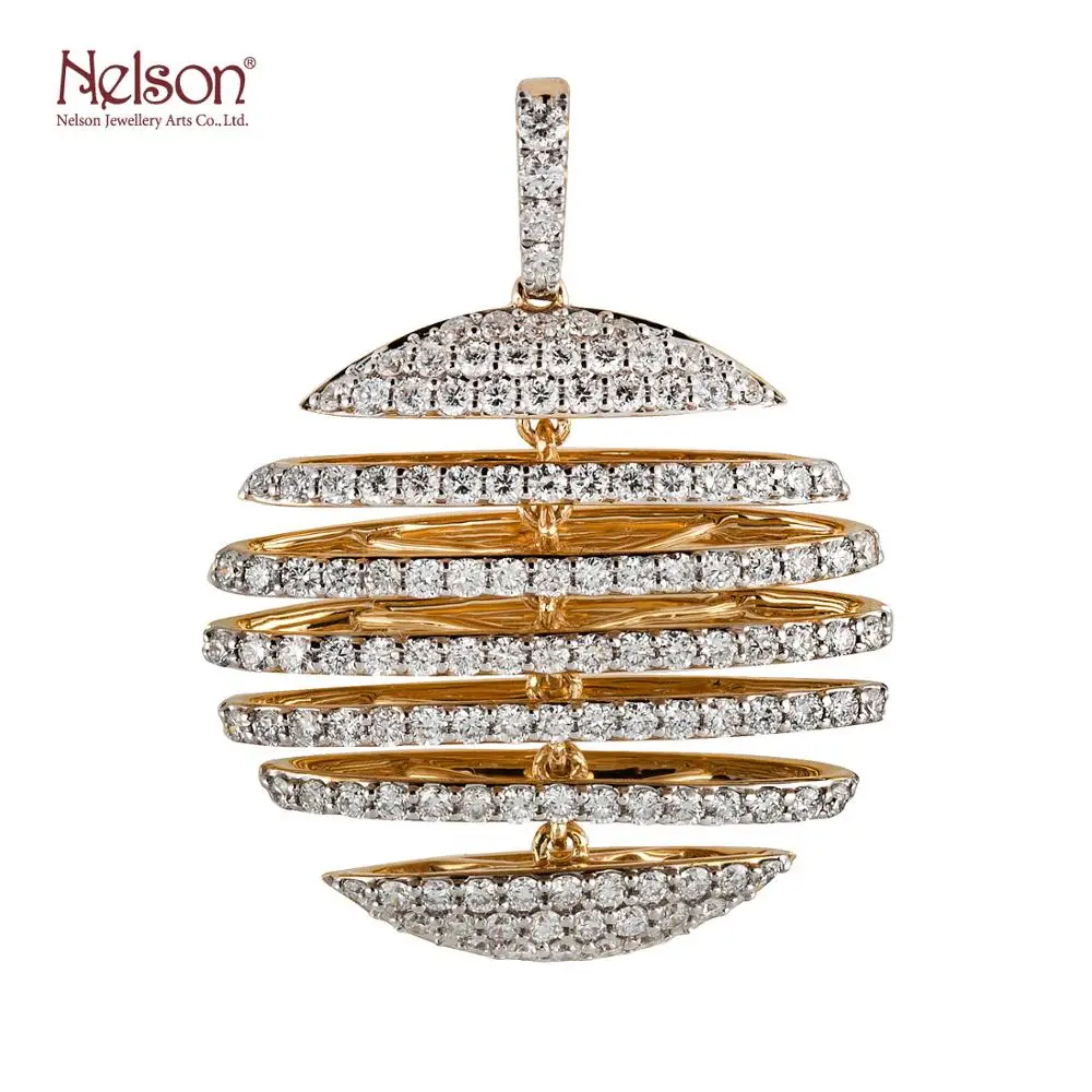 
2021 Top Quality Design Wholesales Price OEM ODM no MOQ Daily Wear 18K 750 Yellow Gold Natural Diamond Pendant For Ladies 