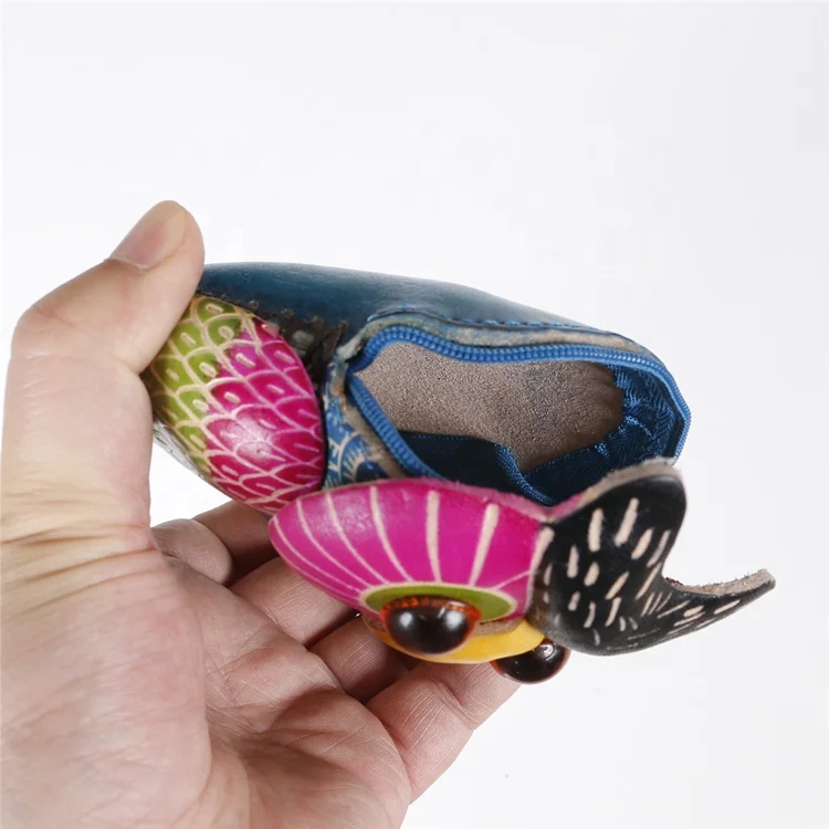 Hot Sell Vintage Cowhide Leather Handmade Owl Coin Purse