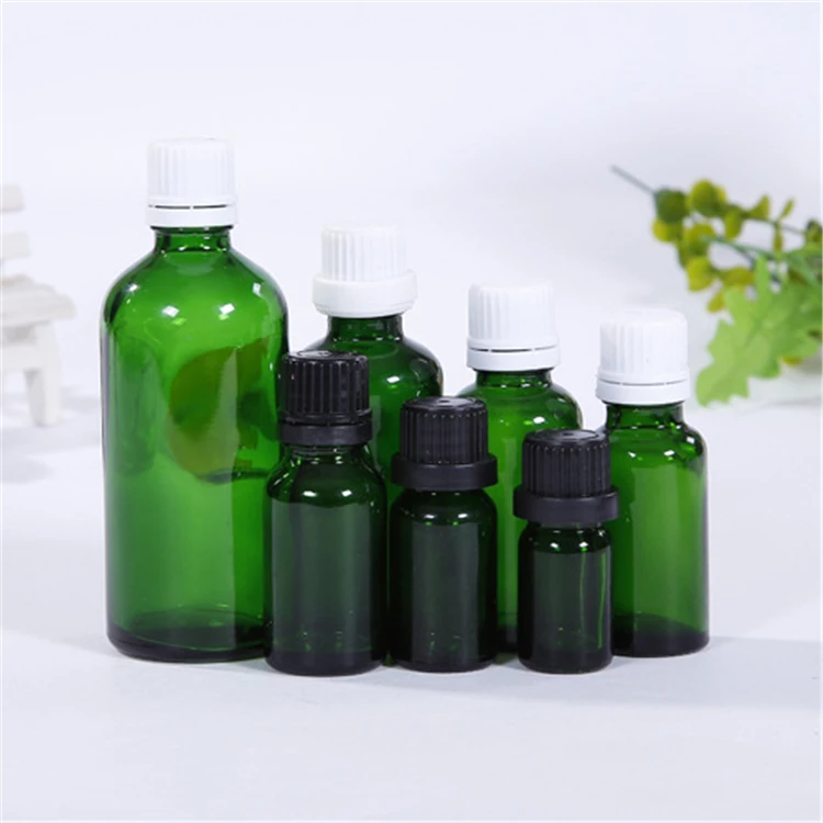 IBELONG Wholesale 5ml 10ml 15ml 20ml 30ml 50ml 100ml Green Skin Care Essential Oil Glass Dropper Bottle With Screw Cap