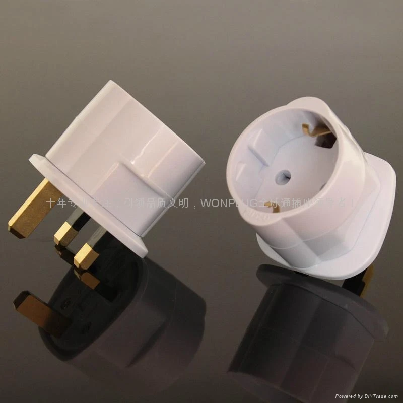 Wonplug hot sale  EU European Germany  to UK plug adapter with 13A fuse  CE   ROHS