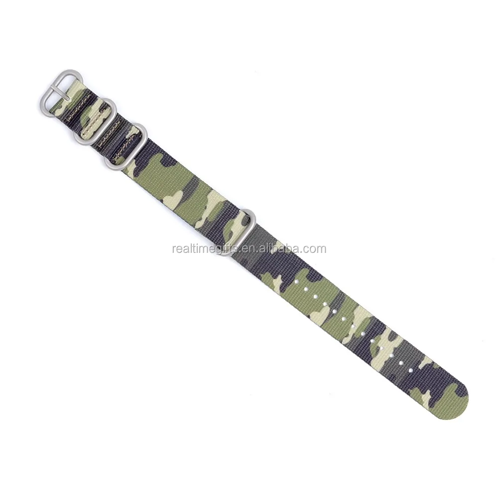 Deluxe camo style 20mm 22mm fabric nylon military watch strap for zulu