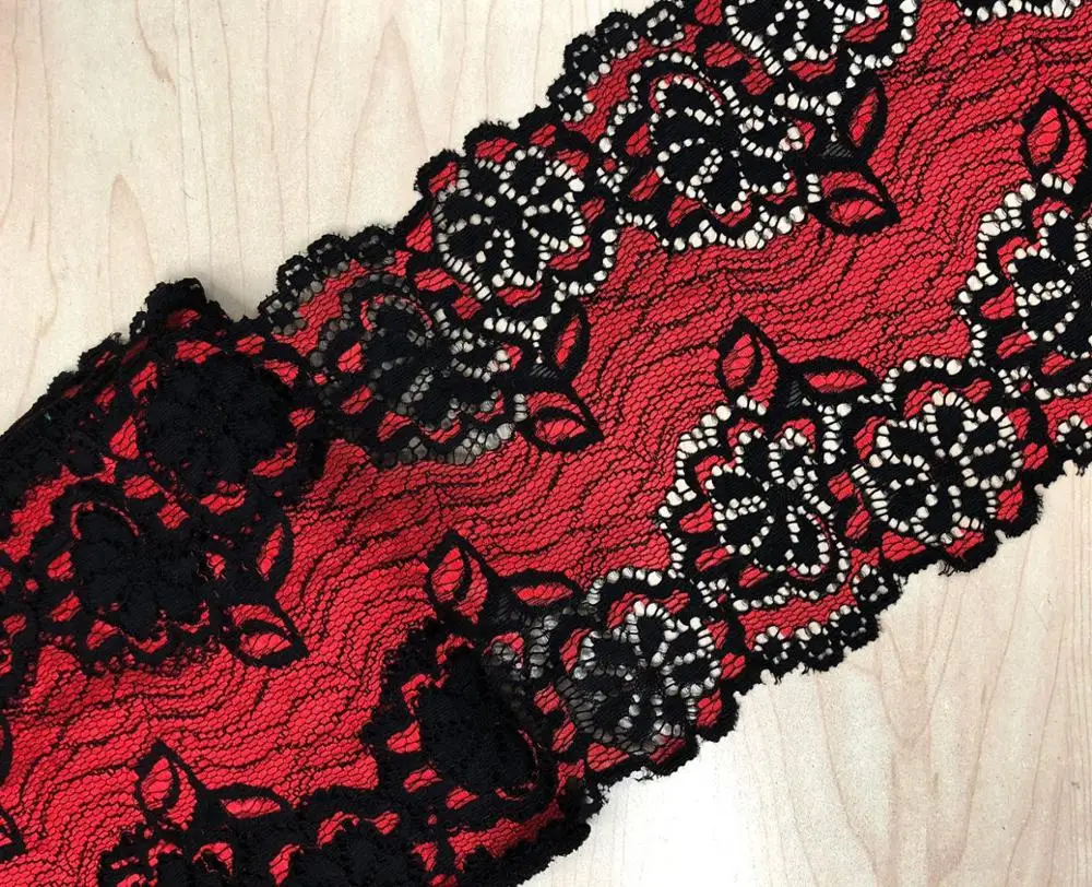 Hot Sale New Design Wide Elastic Lace Trim Vivid Flower Spandex Stretch Lace Fabric For Garment