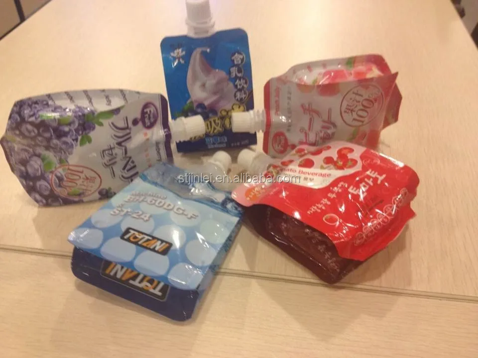 Custom laminated printing juice bag liquid packaging Stand Up Plastic Water Spout Pouch