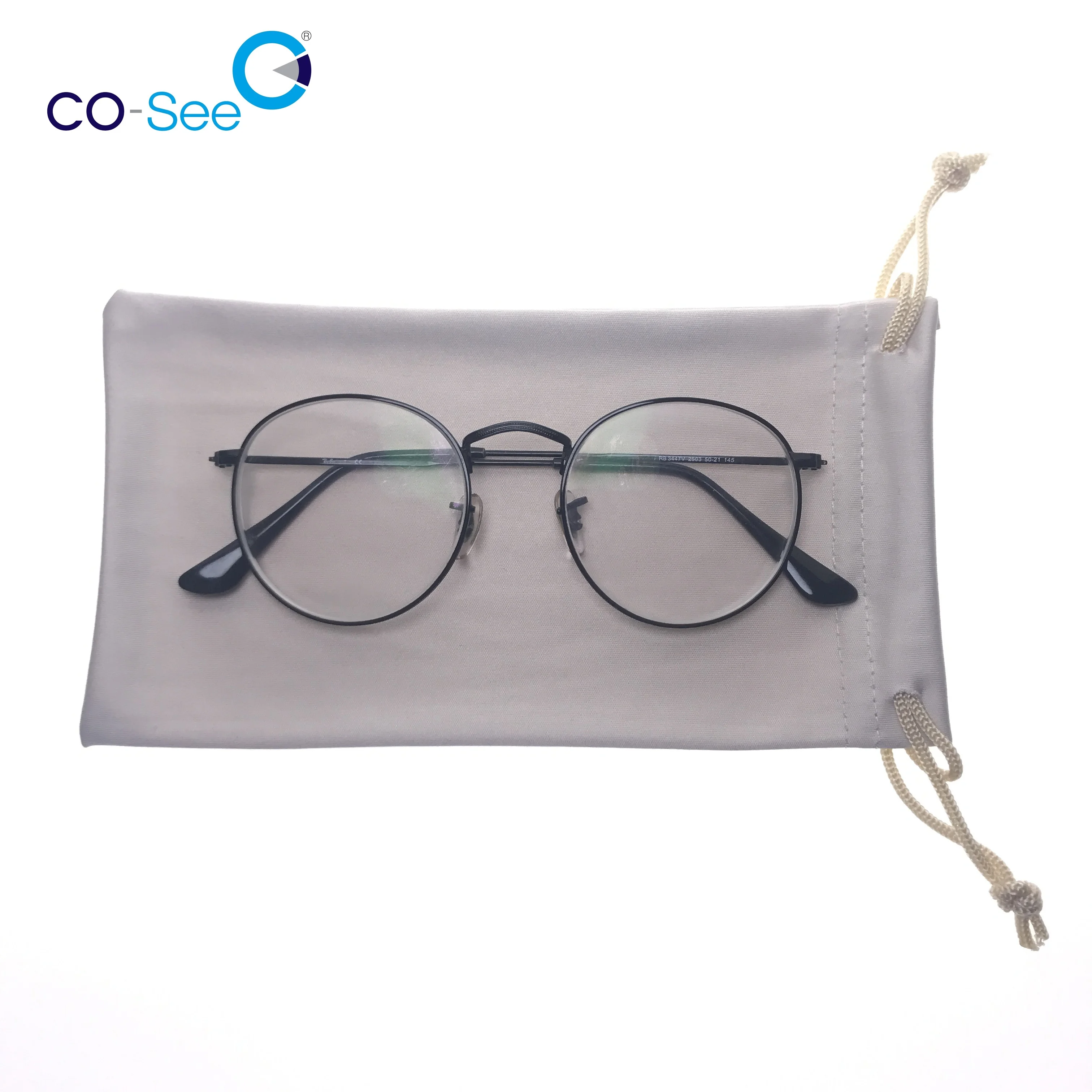 Factory high quality soft microfiber 180g custom logo glasses pouch nylon glasses bag