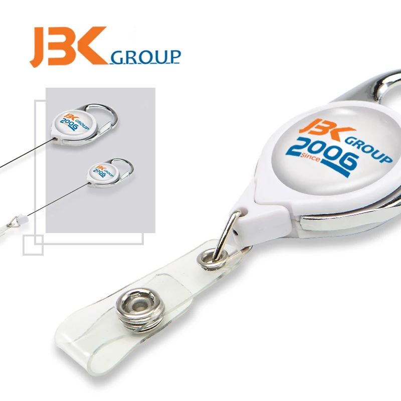 JBK sell Promotional Carabiner Retractable Badge Reel Holder Backside Metal Clip With Metal