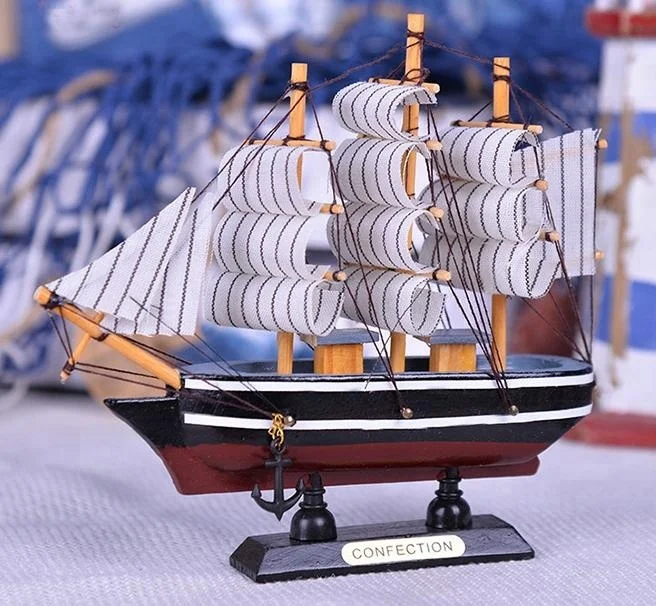 
16cm small sailing crafts wood decorative model 