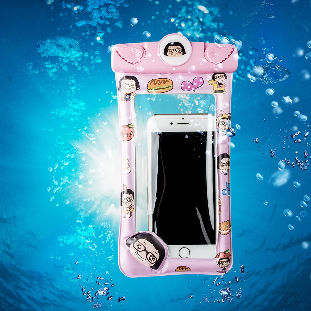 Clear Water Proof Phone Cover Bag Pouch Diving Sports Cartoon Style Floating Waterproof Phone Case for Summer Vocation