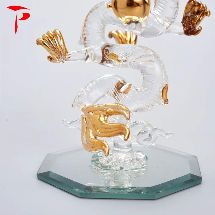 Golden Vertical Dragon Craft Glass Decoration Glass Vase Shapes and Names