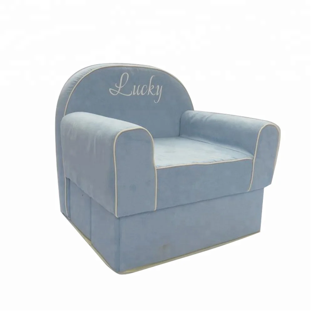 
mini green fabric soft storage Ottoman sofa for kid livingroom 