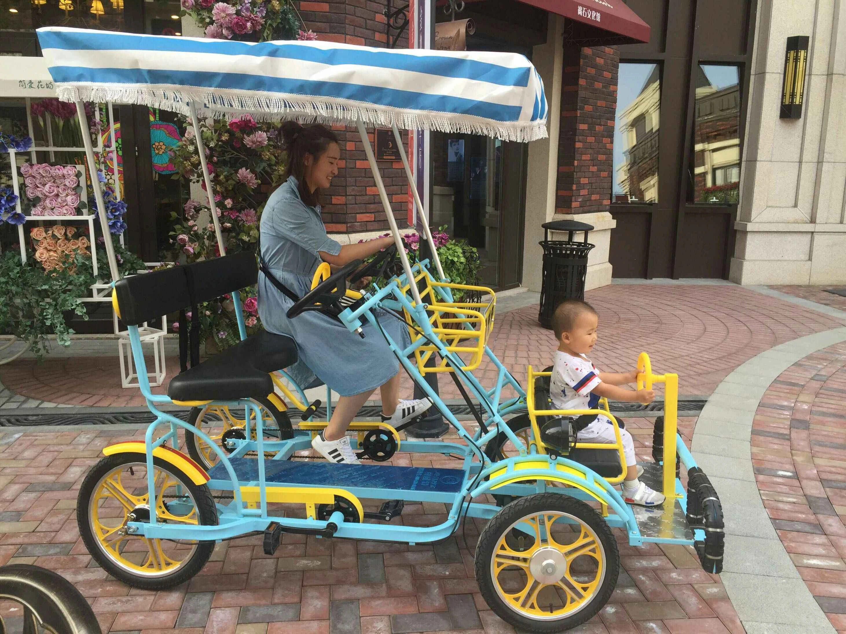 3 seats bicycle for 3 person/ surrey bike in park for sightseeing/adults tandem bike