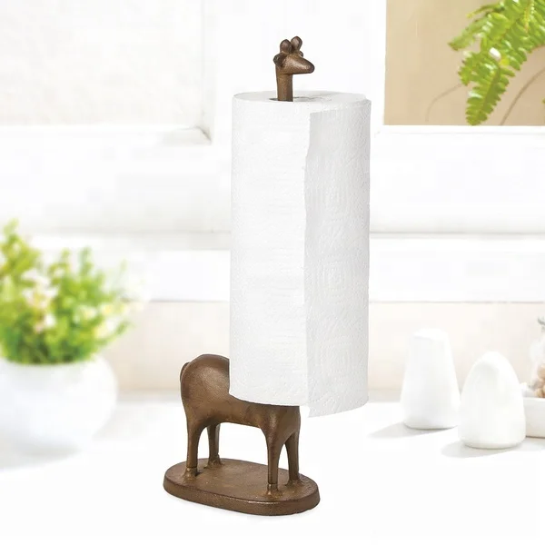 KITCHEN IRON GIRAFFE PAPER HOLDER