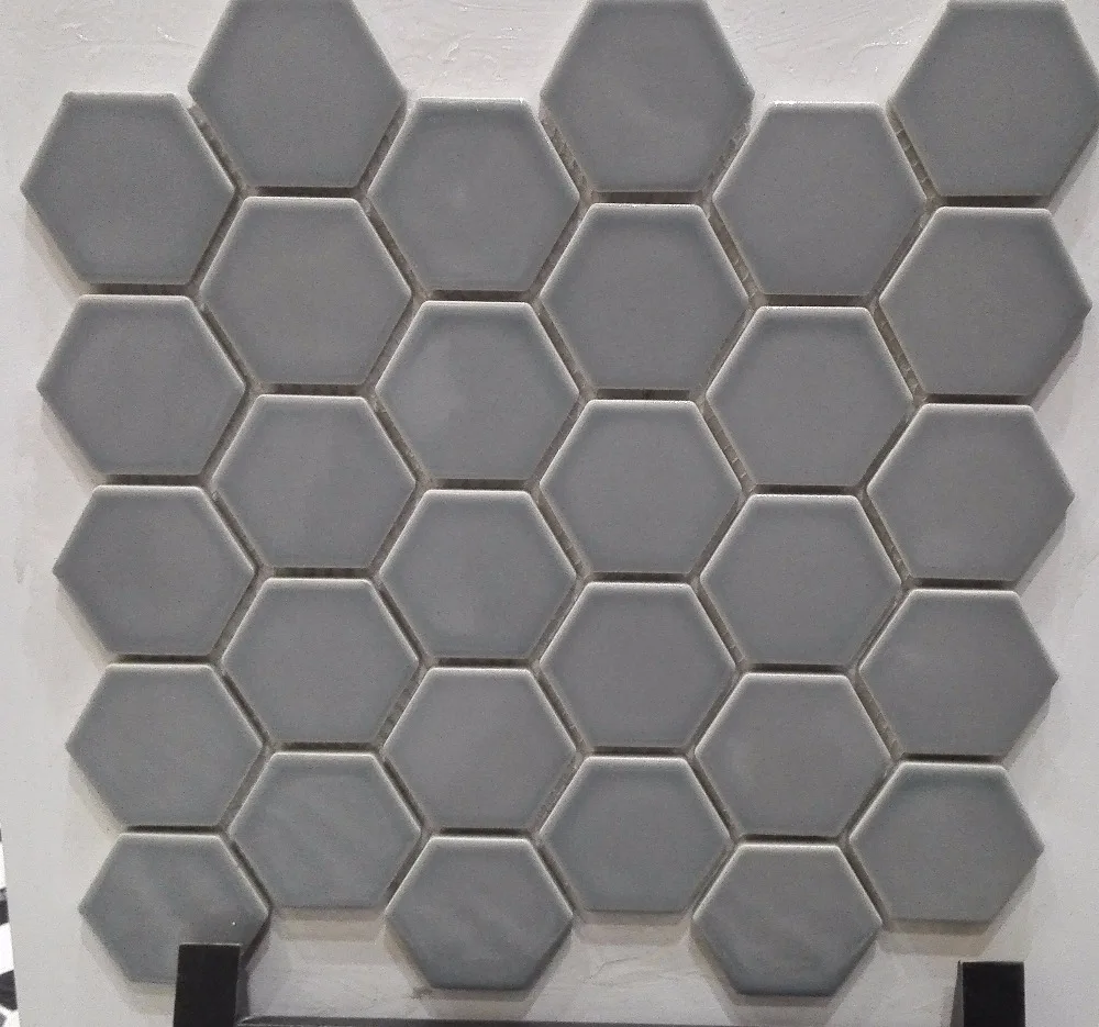 Foshan Factory Grey Colored Hexagon Mosaic Tile