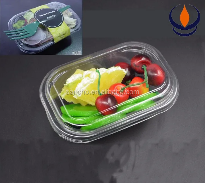 Disposable plastic blister food tray with lid