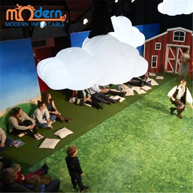 Inflatable Hanging Cloud With Colorful LED For Event Stage Decoration